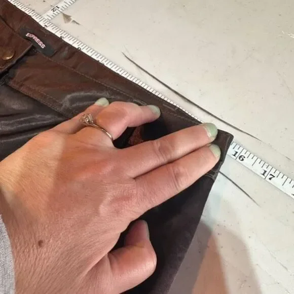 Y2K Express Cargo Floral Embroidered Wide Leg Pants Brown Size‎ 4 Satin VTG - Picture 14 of 16